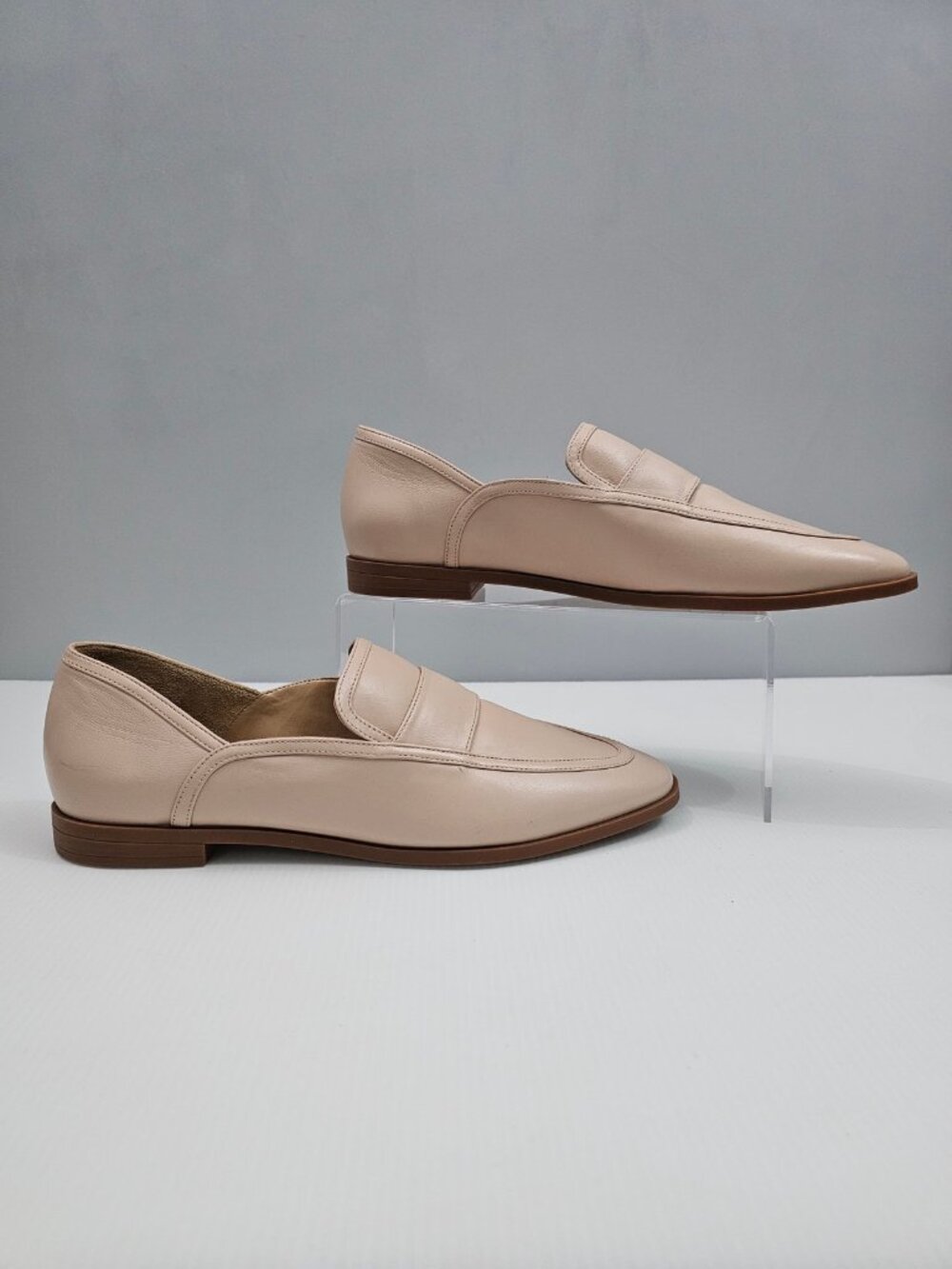 Schutz Maurice Penny Loafer Flats Womens 10 Beige Nappa Leather Minimalist NEW - Picture 3 of 14